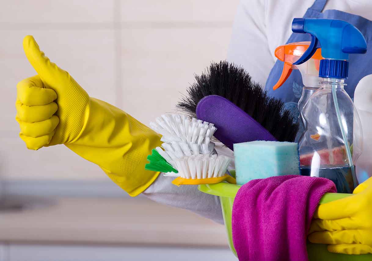 Cleaning products and gloves